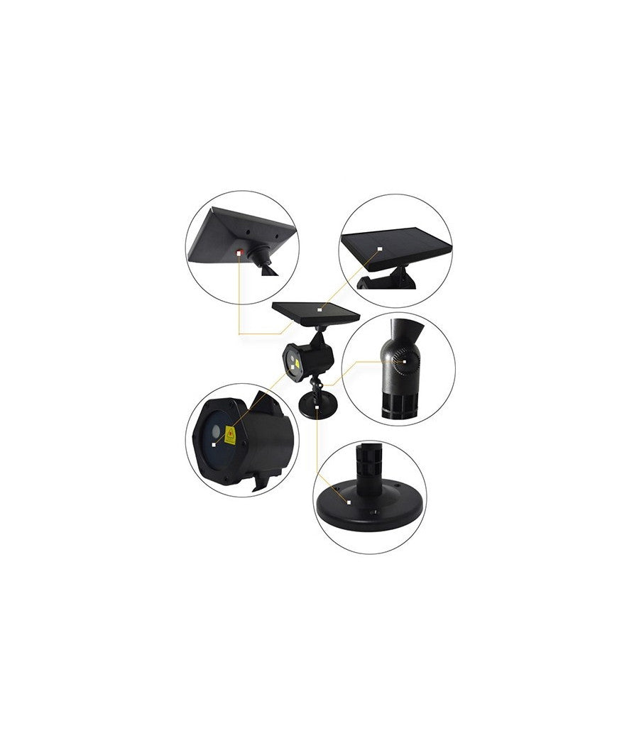 Proiettore Laser Con Pannello Solare Natalizio Fascio Luce Verde Rosso         