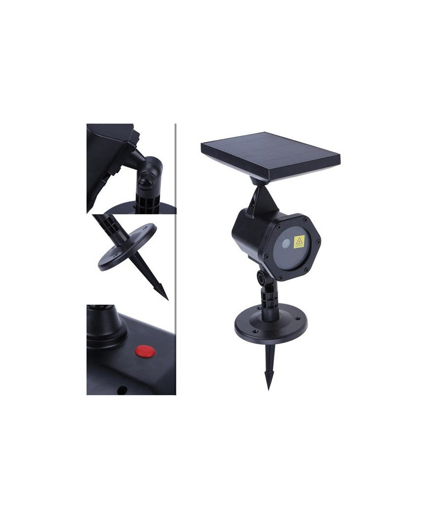 Proiettore Laser Con Pannello Solare Natalizio Fascio Luce Verde Rosso         