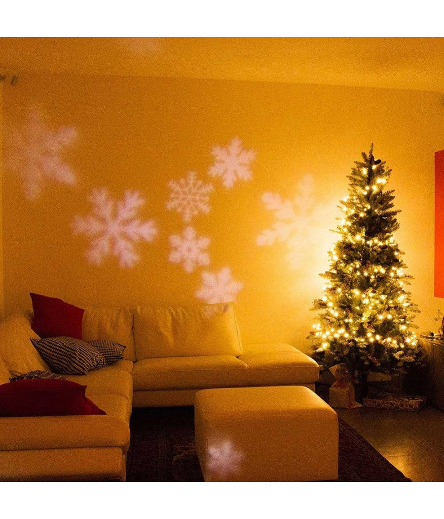 Proiettore Laser Led Rgb Natale Esterno Giochi Luce Fiocchi Di Neve Bianco         