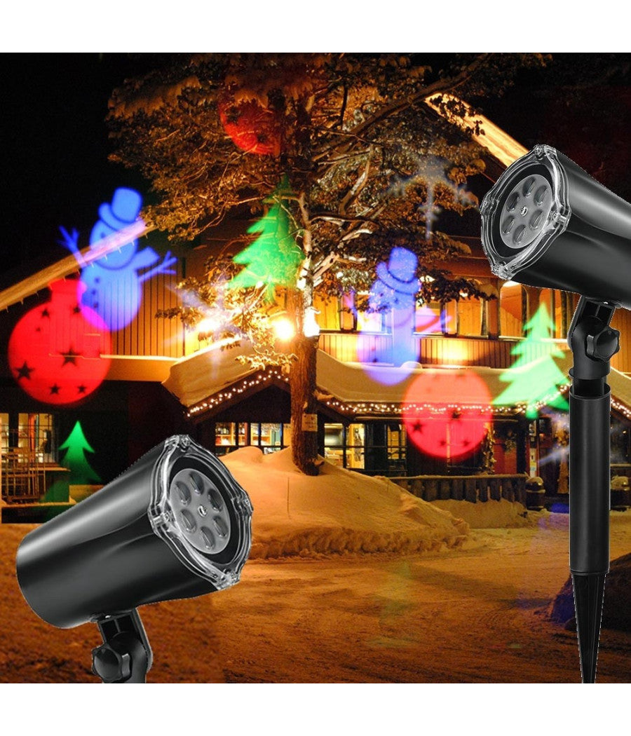 Proiettore Laser Natale Per Esterno Giardino Neve Albero Natale Stella Luci Led         