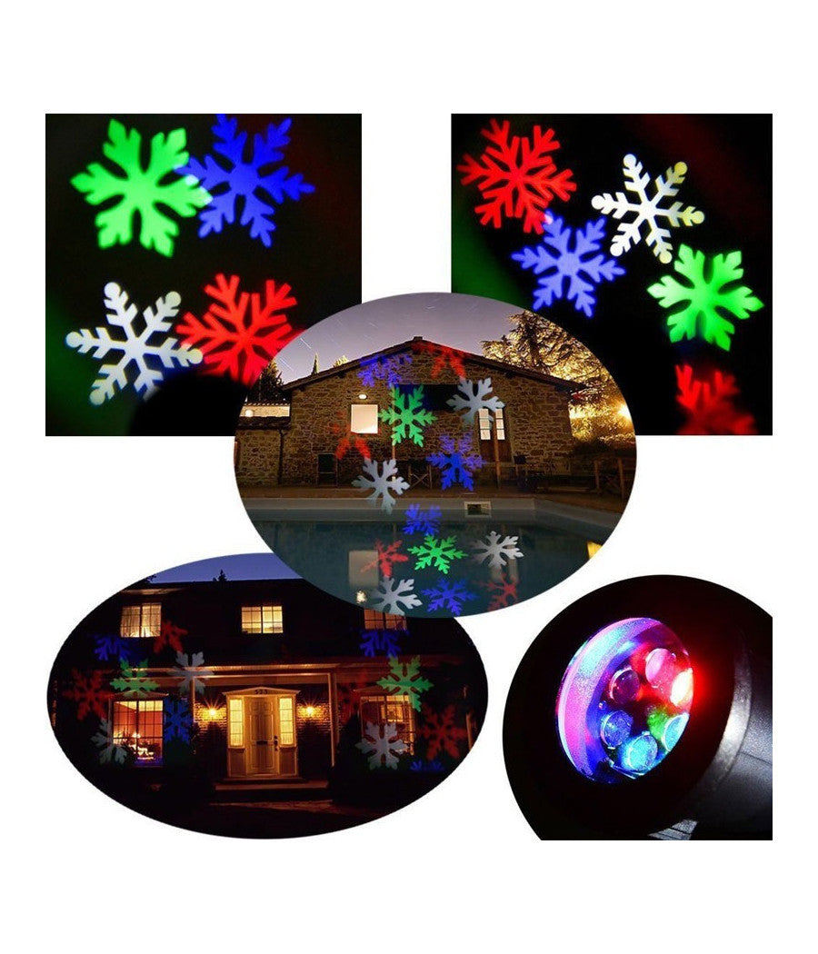 Proiettore Led Effetto Fiocchi Di Neve Colorati Rgb Addobbi Natale Per Interno         
