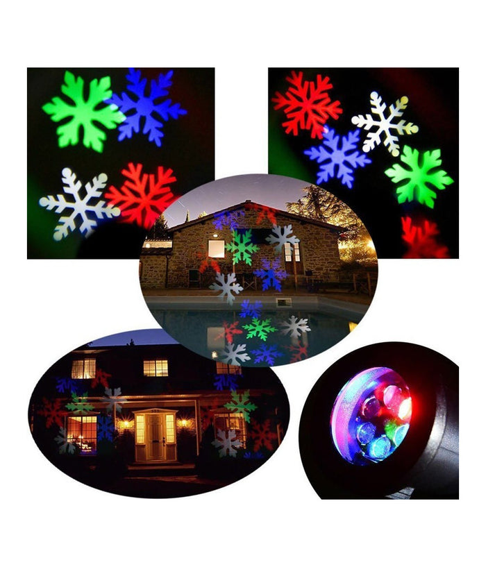 Proiettore Led Effetto Fiocchi Di Neve Colorati Rgb Addobbi Natale Per Interno         
