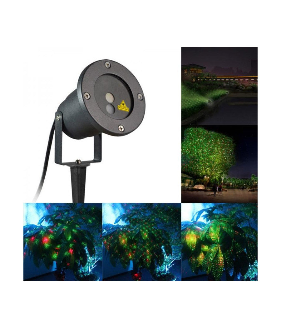 Proiettore Luci Laser Da Esterno Su Picchetto Fantasia Punti Addobbo Natale         