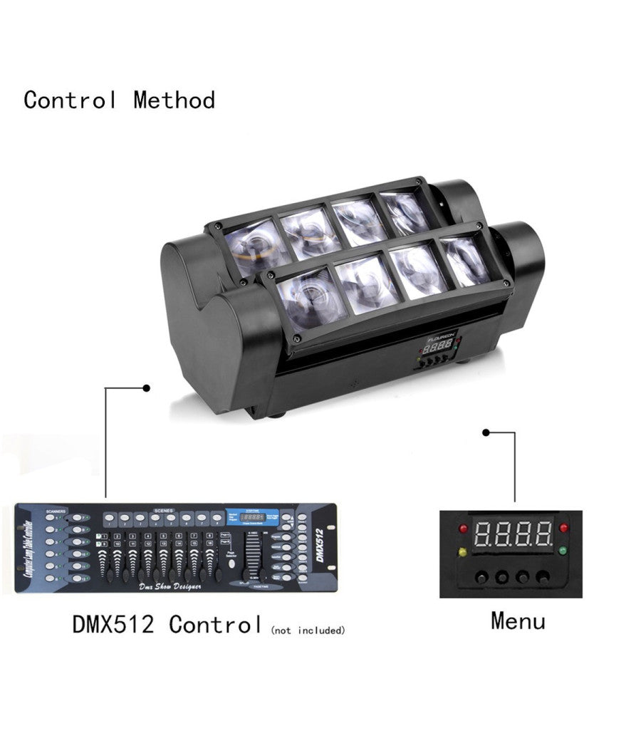 Proiettore Mini Spider Testa Mobile Spot Light Dmx 512 Rgb Dj Discoteca 40w         