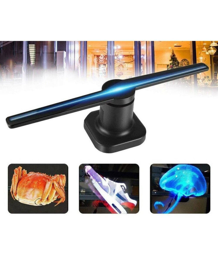 Proiettore Olografico 3d Led Fan Insegna Pubblicitaria Wifi Luminosa         