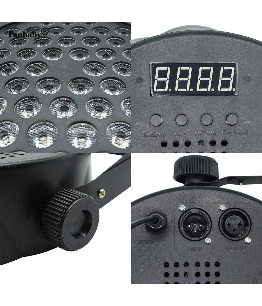 Proiettore Slim Dmx512 Effetto Luce Flat Par Light Rgb+w Alta Luminosita 54 Led         