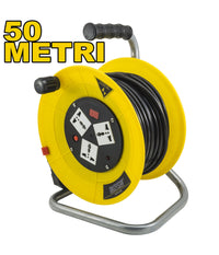 Prolunga Avvolgicavo Elettrico Presa Schuko 3 Prese Cavo 50 Mt Metri Rcr-50         