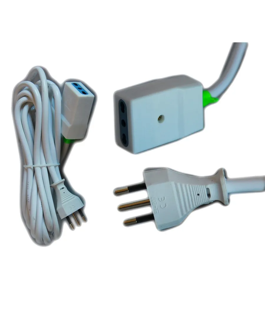 Trade Shop - Prolunga Corrente Elettrica Cavo 3 5 10 Metri 220v Bipasso Spina Italiana Presa -    -5 Mt   -