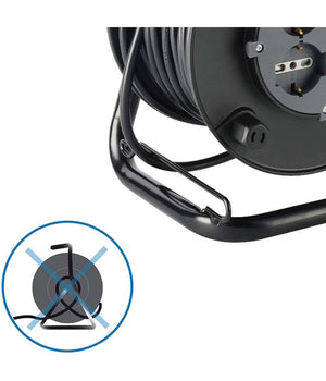 Prolunga Elettrica Cavo 25 Mt Avvolgicavo 4 Prese Schuko Polivalenti Spina 16a         