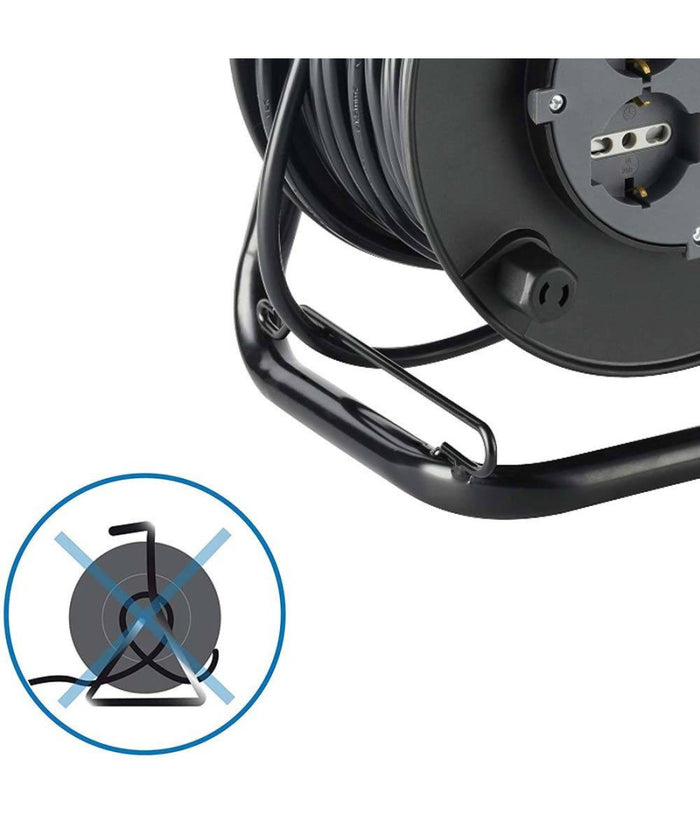 Prolunga Elettrica Cavo 25 Mt Avvolgicavo 4 Prese Schuko Polivalenti Spina 16a         