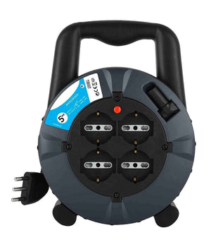 Prolunga Elettrica Cavo 5 Mt Avvolgicavo â€‹4 Prese Schuko Polivalenti Spina 16a         