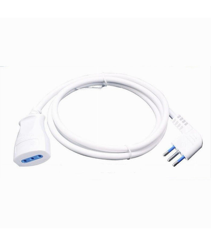 Prolunga Lineare Bianca 5 Mt Con Spina 10a 2p+t + Presa 10a 2p+t Cavo 90° 83271         