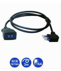 Prolunga Lineare Nera Cavo Da 3 Mt Spina 16a + Presa Bipasso 10/16a 2p+t 83282         