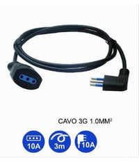 Prolunga Lineare Nera Spina 10a 2p+t + Presa 10a 2p+t Uscita Cavo 3 Mt 90° 83279         
