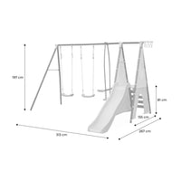 Altalena da giardino con scivolo e canestro, 6 posti, verde