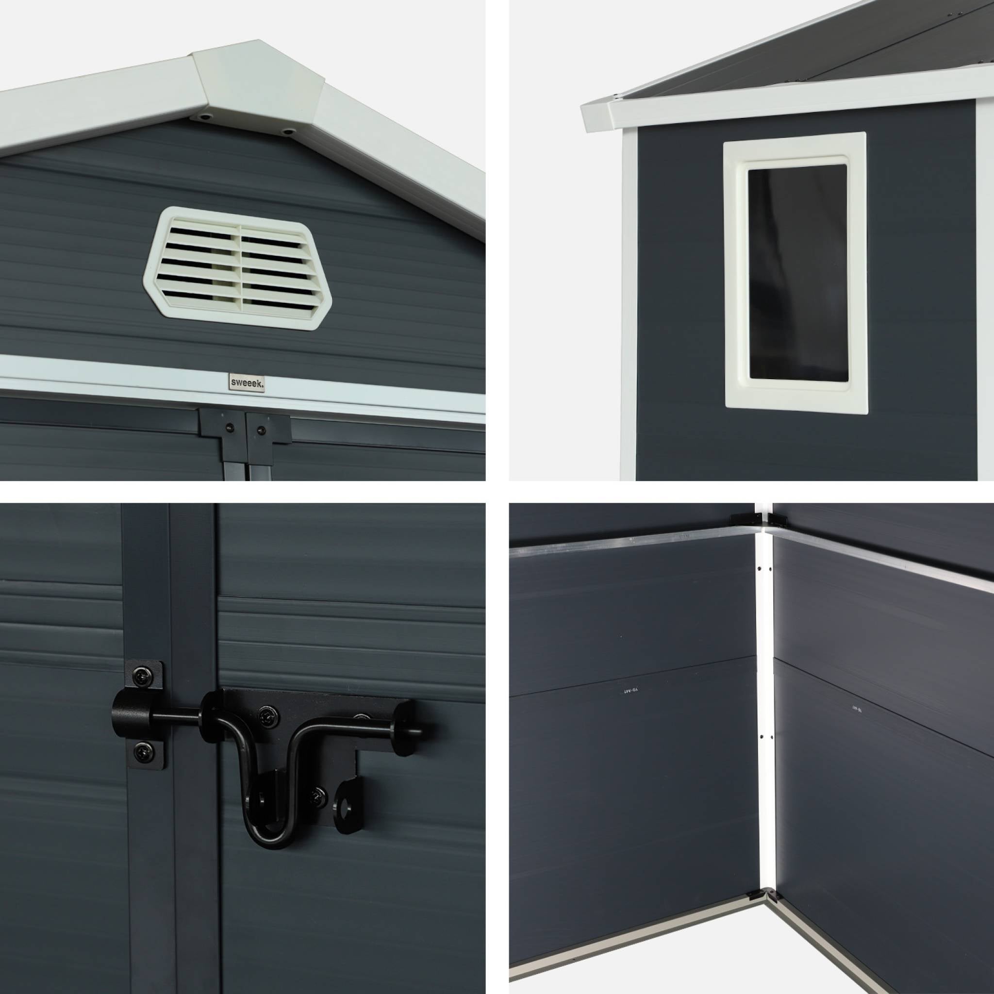 Casetta da giardino in plastica, struttura in alluminio, 3.65m²,