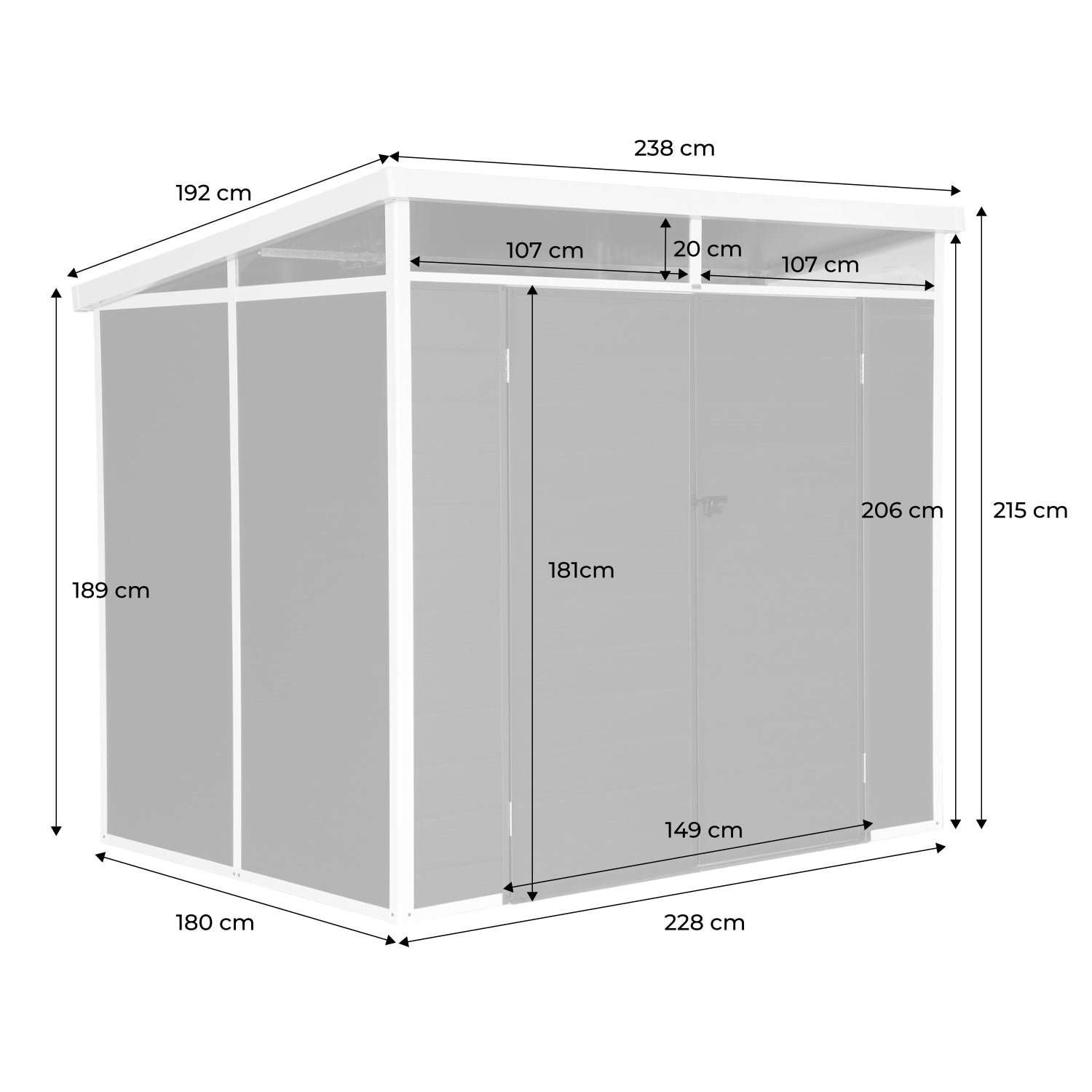 Casetta da giardino in plastica con struttura in alluminio, 4.55m²,