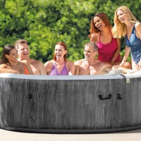 28442EX - Pure Spa Greywood Deluxe 216X71Cm 6 Posti Con Pompa, Riscaldatore, Sistema Purificazione Acqua, 2 Poggia Testa, Luce Led Multi Color