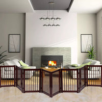 Cancello per cani pieghevole 4 pezzi Cancelletto di sicurezza per animali domestici 203x76x1,8cm Marrone-Cancelli