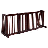 Cancello di legno per animali con 3 pannelli regolabile, Barriera per cani da corridoio e scale 203x56x9,5cm-Cancelli