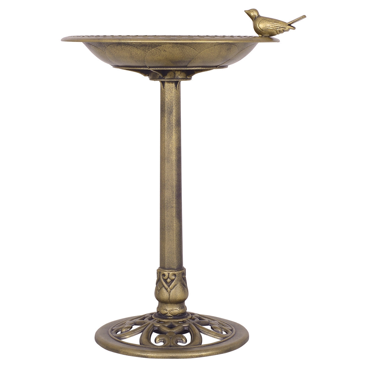 Bagno per uccelli su supporto diametro 51 cm altezza 72 cm design elegante atmosfera accogliente bronzo PP 20_0020057