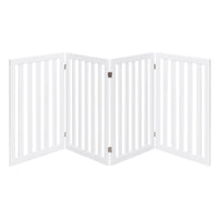 Cancello di legno pieghevole e girevole con 4 pannelli, Barriera per animali con cuscinetti antiscivolo Bianco-Cancelli