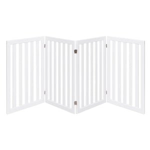 Cancello di legno pieghevole e girevole con 4 pannelli, Barriera per animali con cuscinetti antiscivolo Bianco-Cancelli