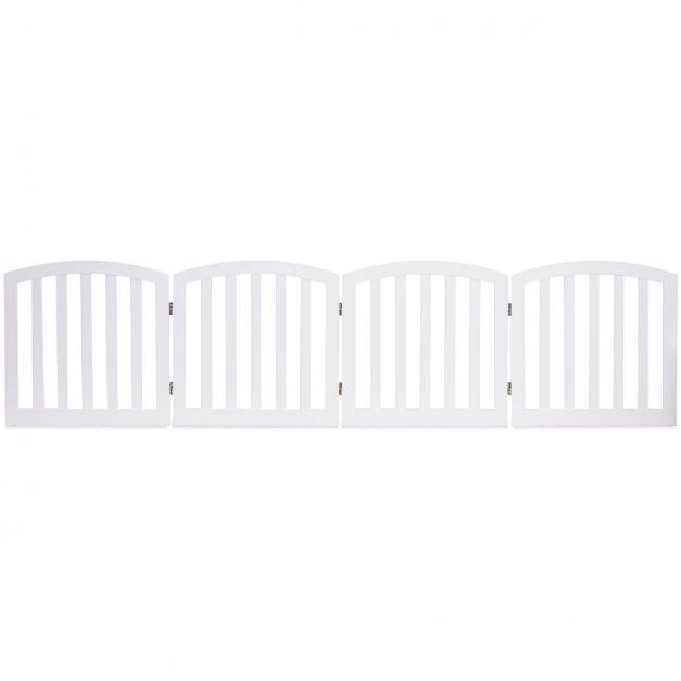 Barriera di sicurezza per cani in legno pieghevole autoportante 4 lati 246 x 61 cm bianco 20_0001872