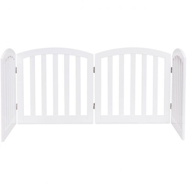 Barriera di sicurezza per cani in legno pieghevole autoportante 4 lati 246 x 61 cm bianco 20_0001872