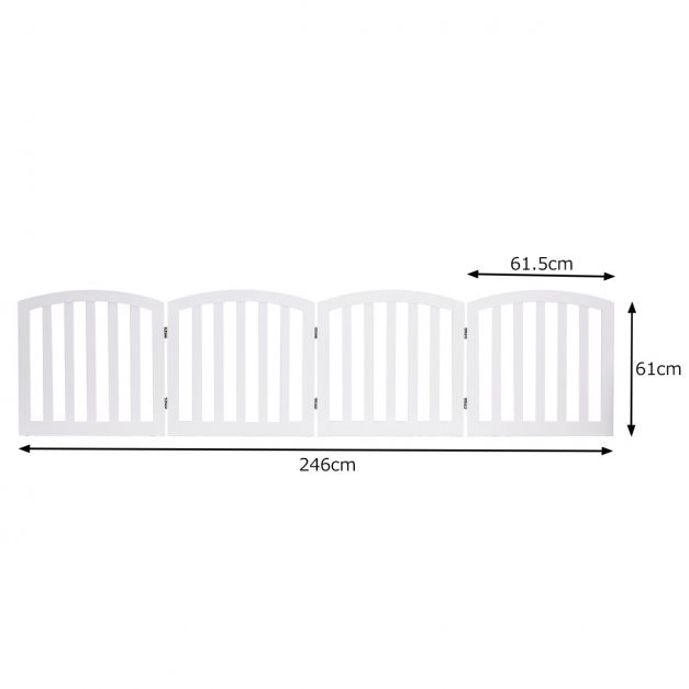 Barriera di sicurezza per cani in legno pieghevole autoportante 4 lati 246 x 61 cm bianco 20_0001872