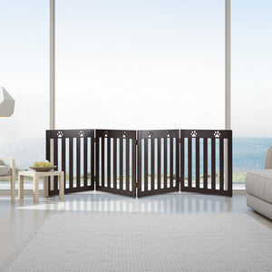 Cancello di legno per animali domestici, Cancello pieghevole con cerniere flessibili a 360¡ã e 4 pannelli, Caff¨¨-Cancelli