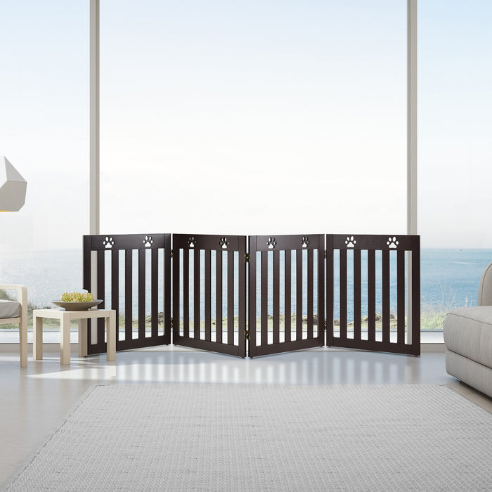 Cancello di legno per animali domestici, Cancello pieghevole con cerniere flessibili a 360¡ã e 4 pannelli, Caff¨¨-Cancelli