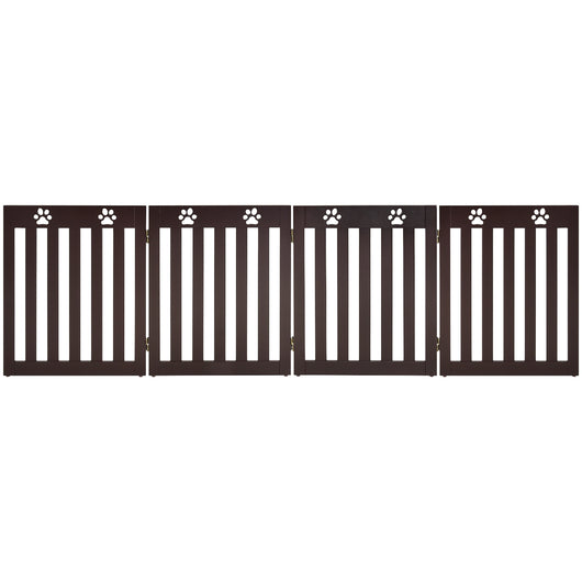 Cancello di legno per animali domestici, Cancello pieghevole con cerniere flessibili a 360¡ã e 4 pannelli, Caff¨¨-Cancelli