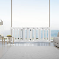 Cancello di legno per animali domestici, Cancello pieghevole con cerniere flessibili a 360¡ã e 4 pannelli, Bianco-Cancelli