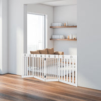 Cancello di legno per animali domestici, Cancello pieghevole con cerniere flessibili a 360¡ã e 4 pannelli, Bianco-Cancelli