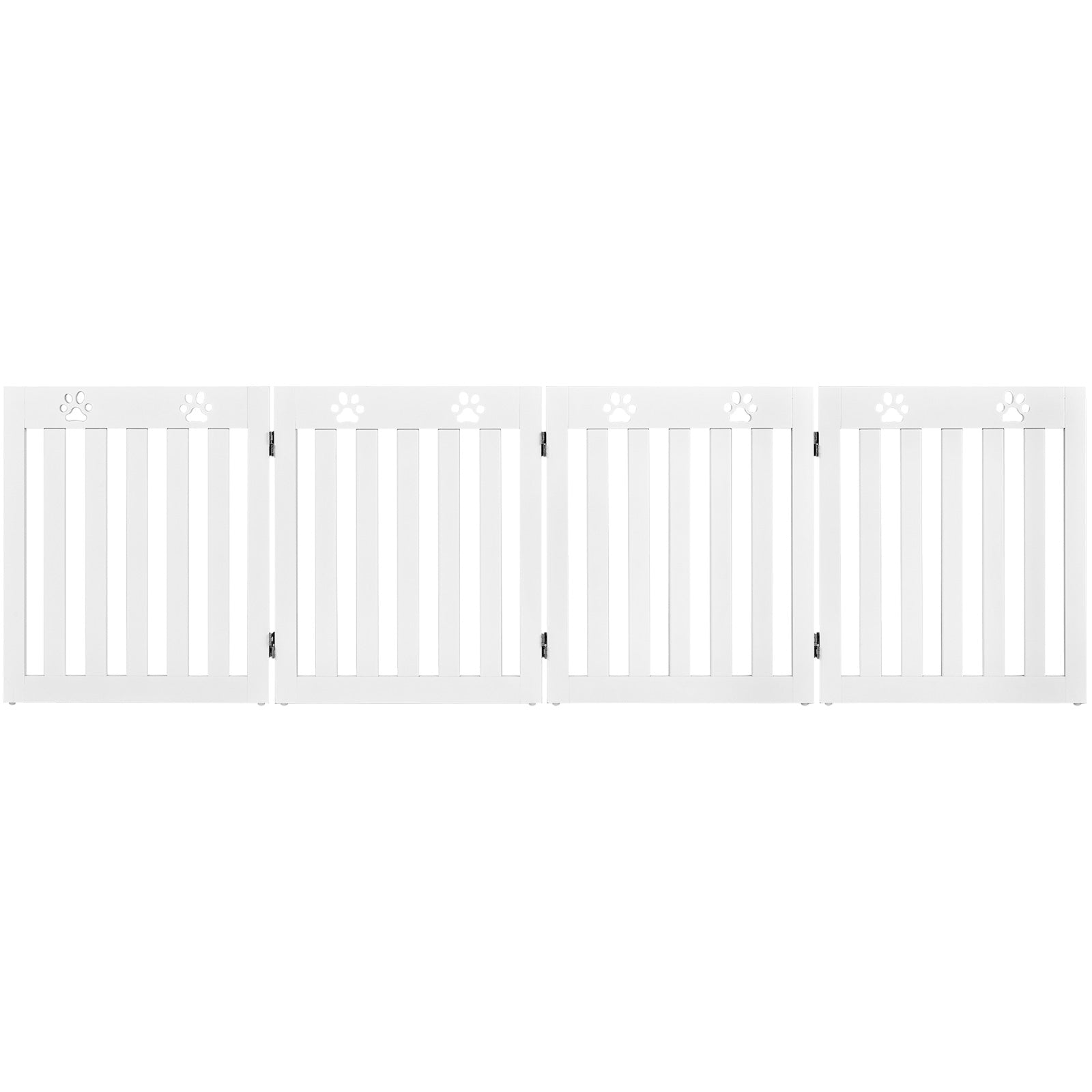 Cancello di legno per animali domestici, Cancello pieghevole con cerniere flessibili a 360¡ã e 4 pannelli, Bianco-Cancelli