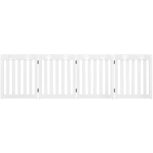 Cancello di legno per animali domestici, Cancello pieghevole con cerniere flessibili a 360¡ã e 4 pannelli, Bianco-Cancelli