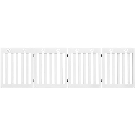 Cancello di legno per animali domestici, Cancello pieghevole con cerniere flessibili a 360¡ã e 4 pannelli, Bianco-Cancelli