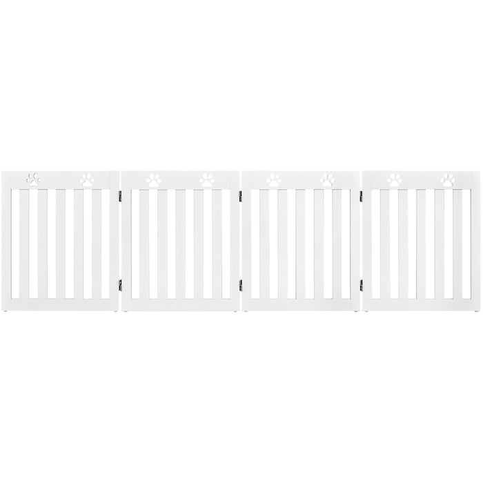 Cancello di legno per animali domestici, Cancello pieghevole con cerniere flessibili a 360¡ã e 4 pannelli, Bianco-Cancelli