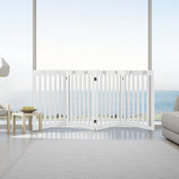 Cancello di legno per animali con cerniere a 360¡ã e 4 pannelli, Cancello pieghevole per casa scale Bianco-Cancelli