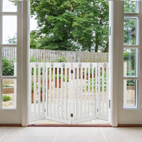 Cancello di legno per animali con cerniere a 360¡ã e 4 pannelli, Cancello pieghevole per casa scale Bianco-Cancelli