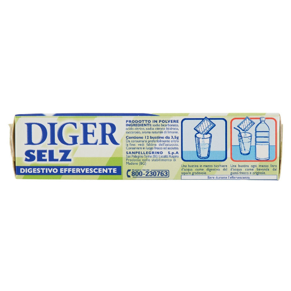Multipack da 18 confezioni di digestivo diger selz effervescente gusto limone 216 bustine totali