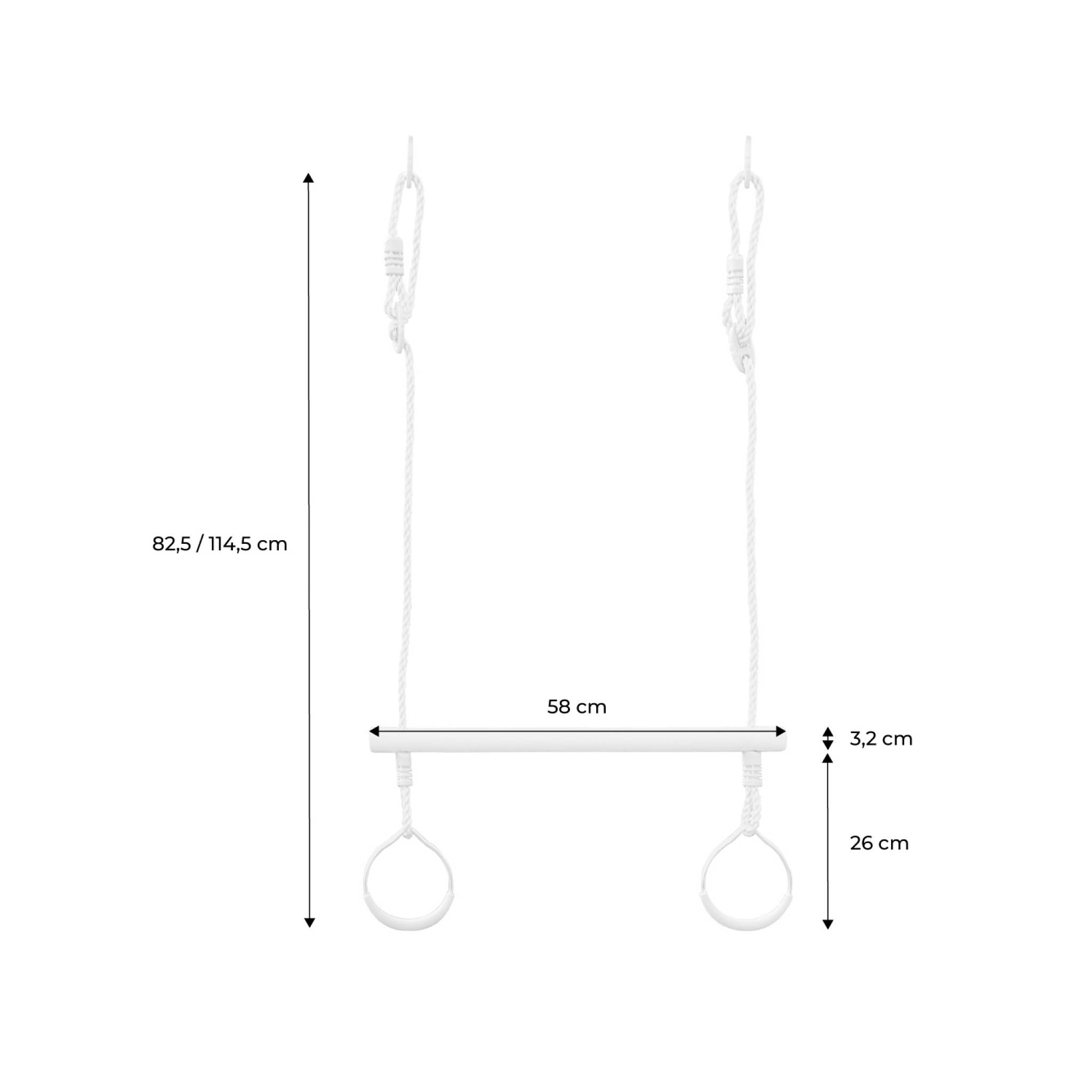 Trapezio in legno con anelli metallici per il cavalletto, verde