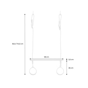 Trapezio in legno con anelli metallici per il cavalletto, verde