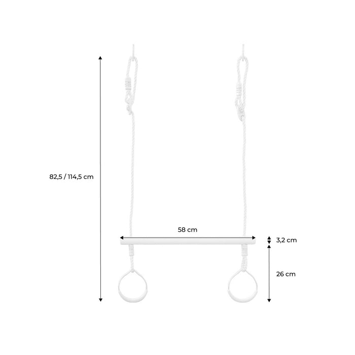Trapezio in legno con anelli metallici per il cavalletto, verde