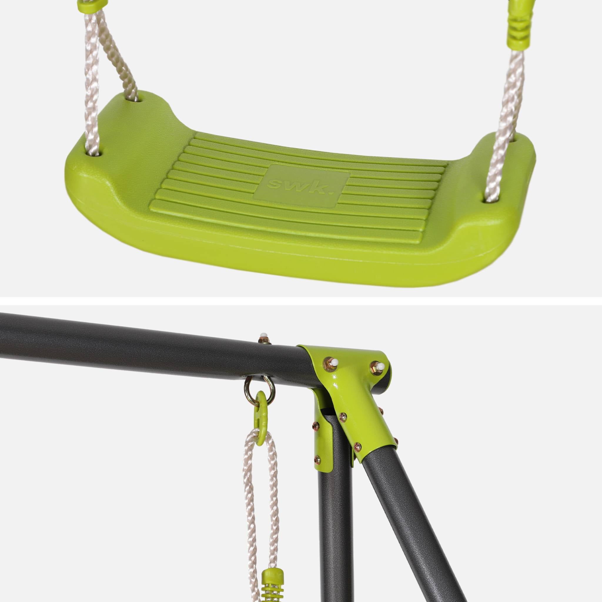 Portico altalena doppio in metallo, noir et vert