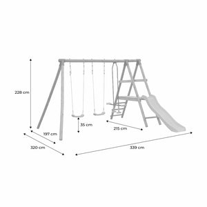 Parco giochi con scivolo, faccia a faccia e 2 altalene, verde