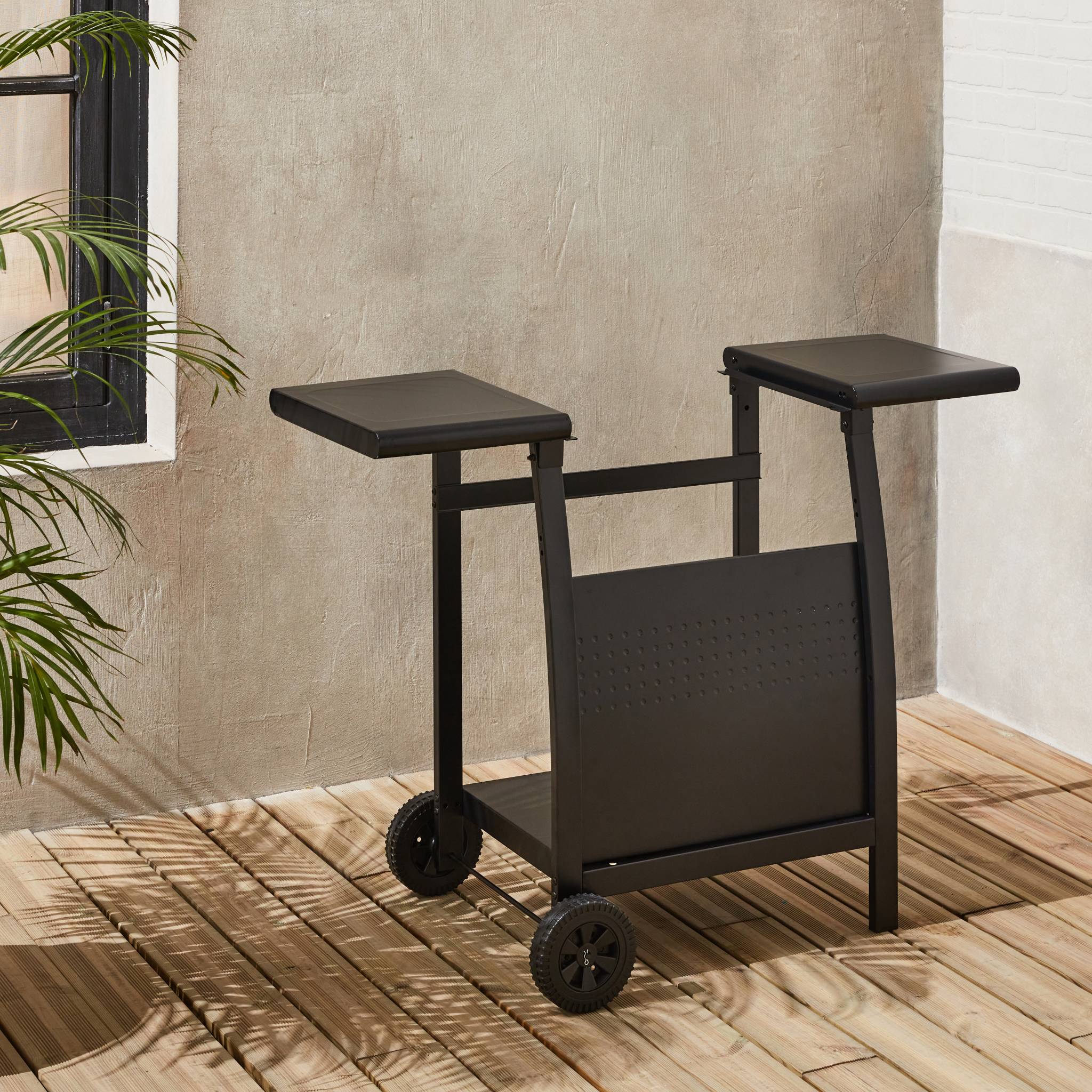 Carrello plancha 2 bruciatori acciaio, nero