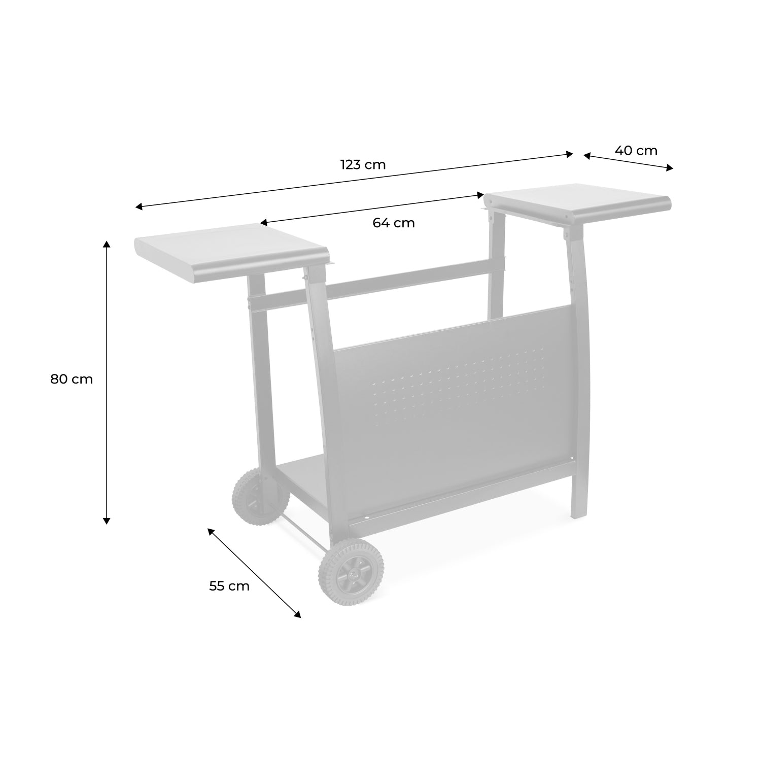 Carrello plancha 3 bruciatori acciaio, nero