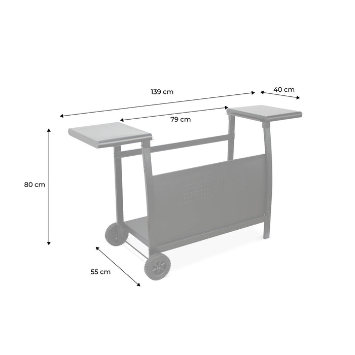 Carrello plancha 4 bruciatori acciaio, nero